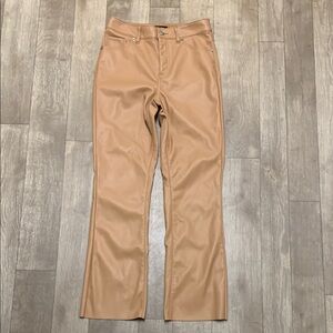 Womens Express Faux Leather Cropped Flare‎ High Rise Pants